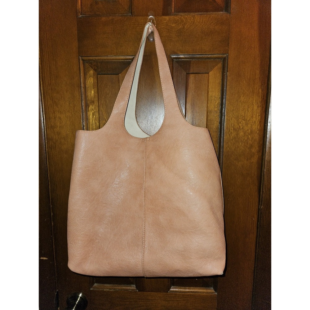 Madison West Elle Tote Vegan Leather - Peach with removable inner bag